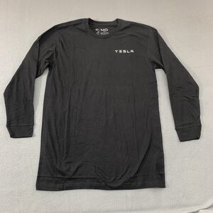 Tesla Shirt Mens Medium Black Long Sleeve Logo 100% Cotton Crewneck Tee